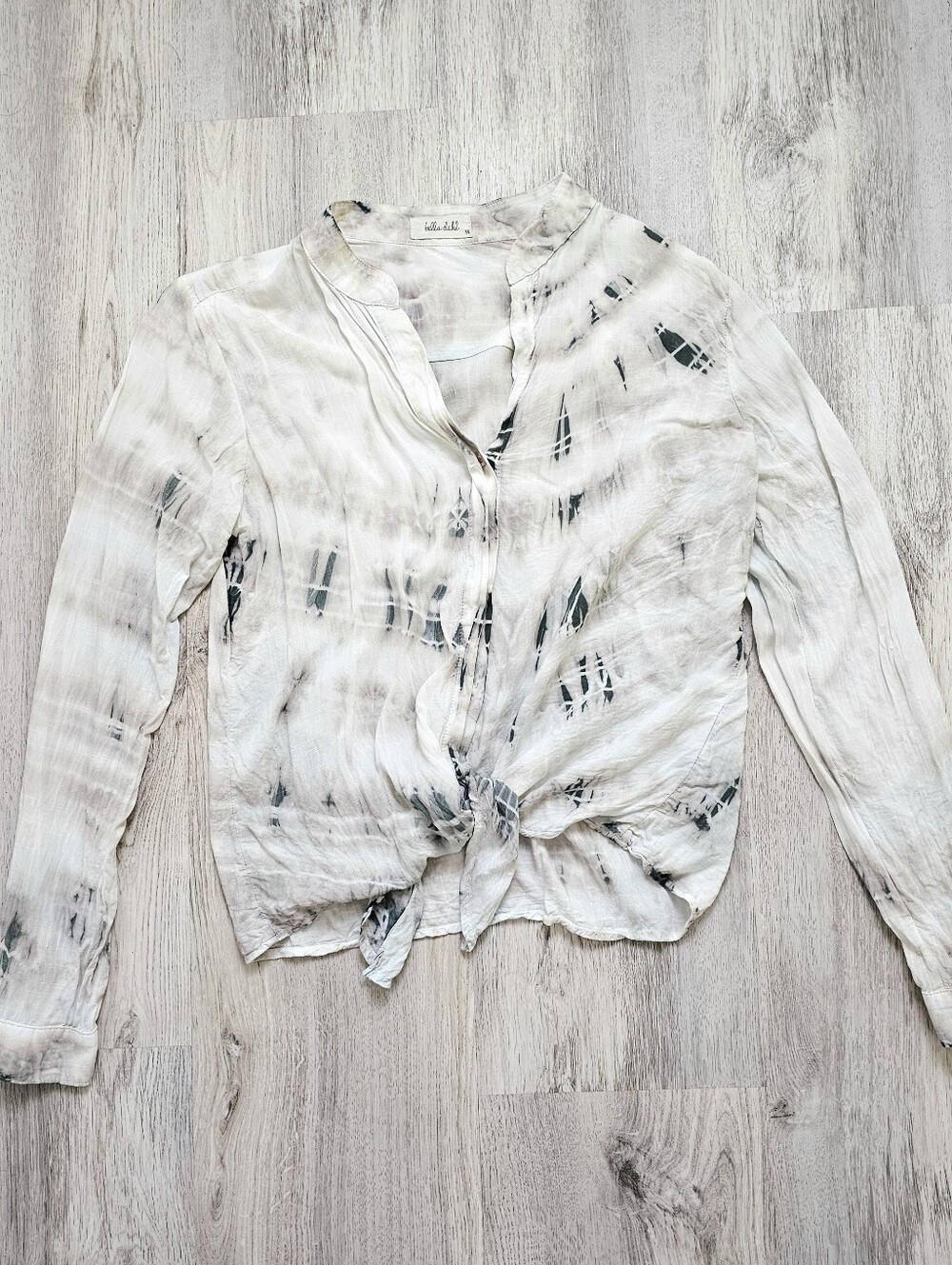 Bella Dahl Tiedye Buttondown Front Tie Long Sleeve Shirt